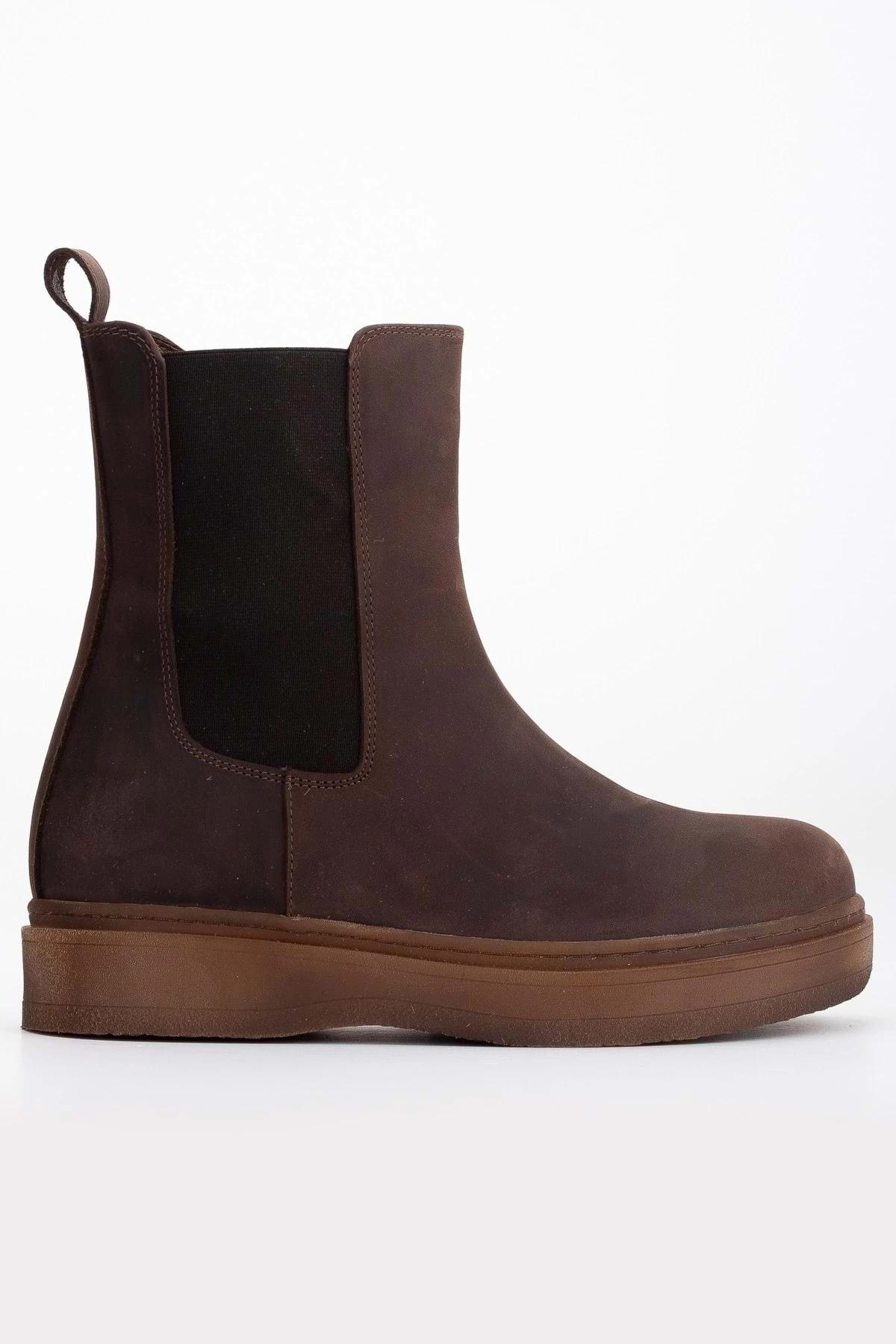 Crazy Deri Kadın Lastikli Kalın Tabanlı Bot