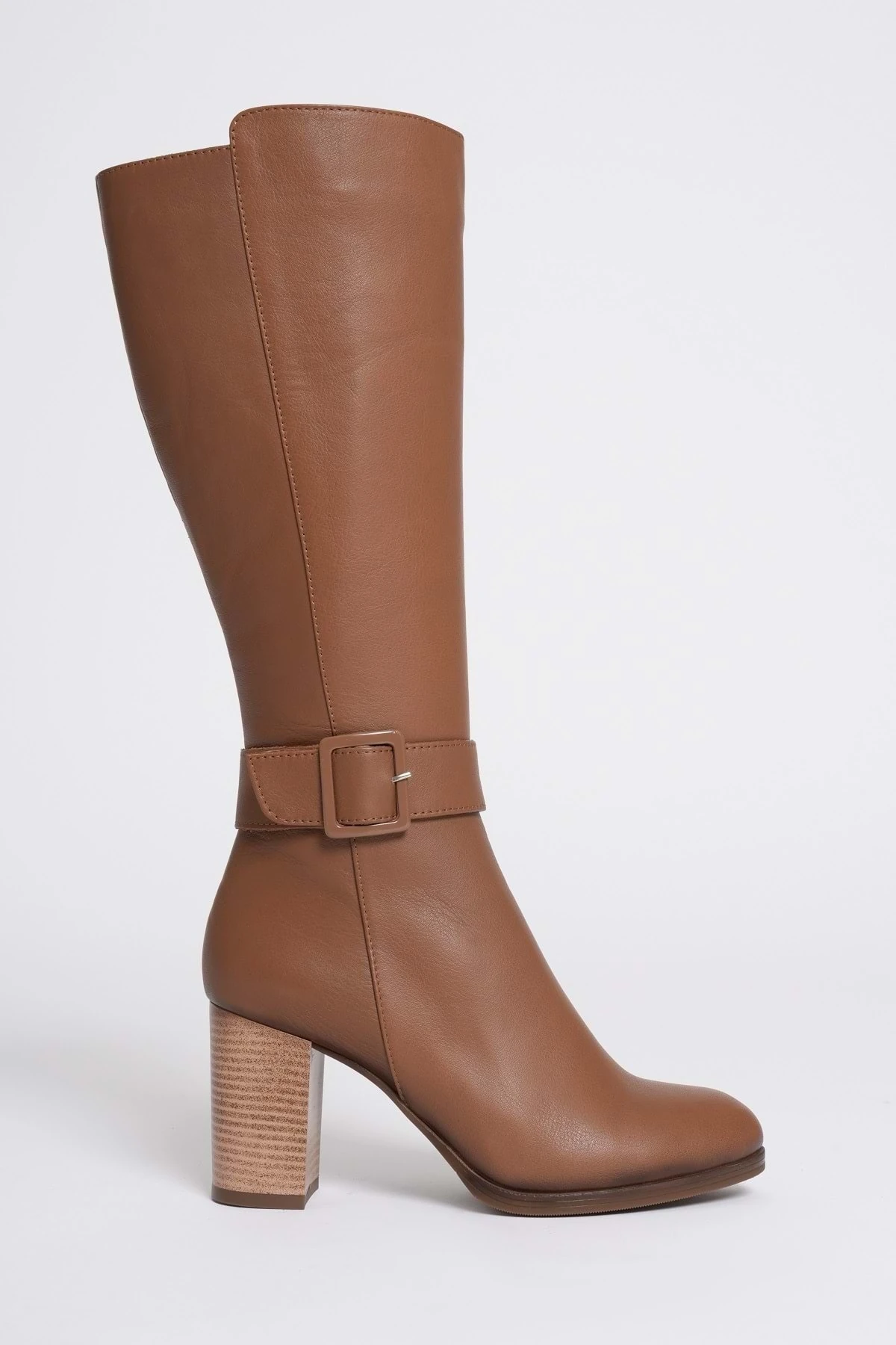 Kadın Hakiki Deri Toka Detaylı Topuklu Çizme