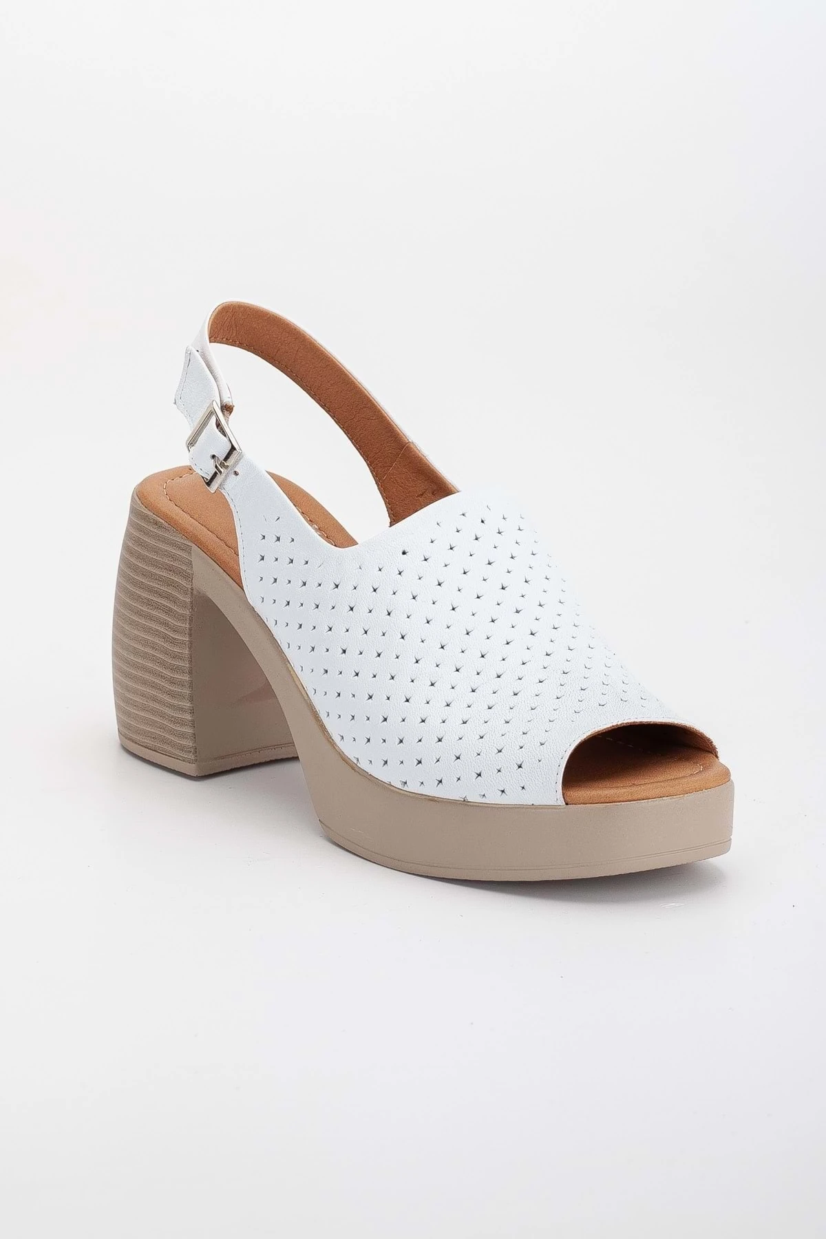 Kadın Hakiki Deri Kalın Topuklu Sandalet
