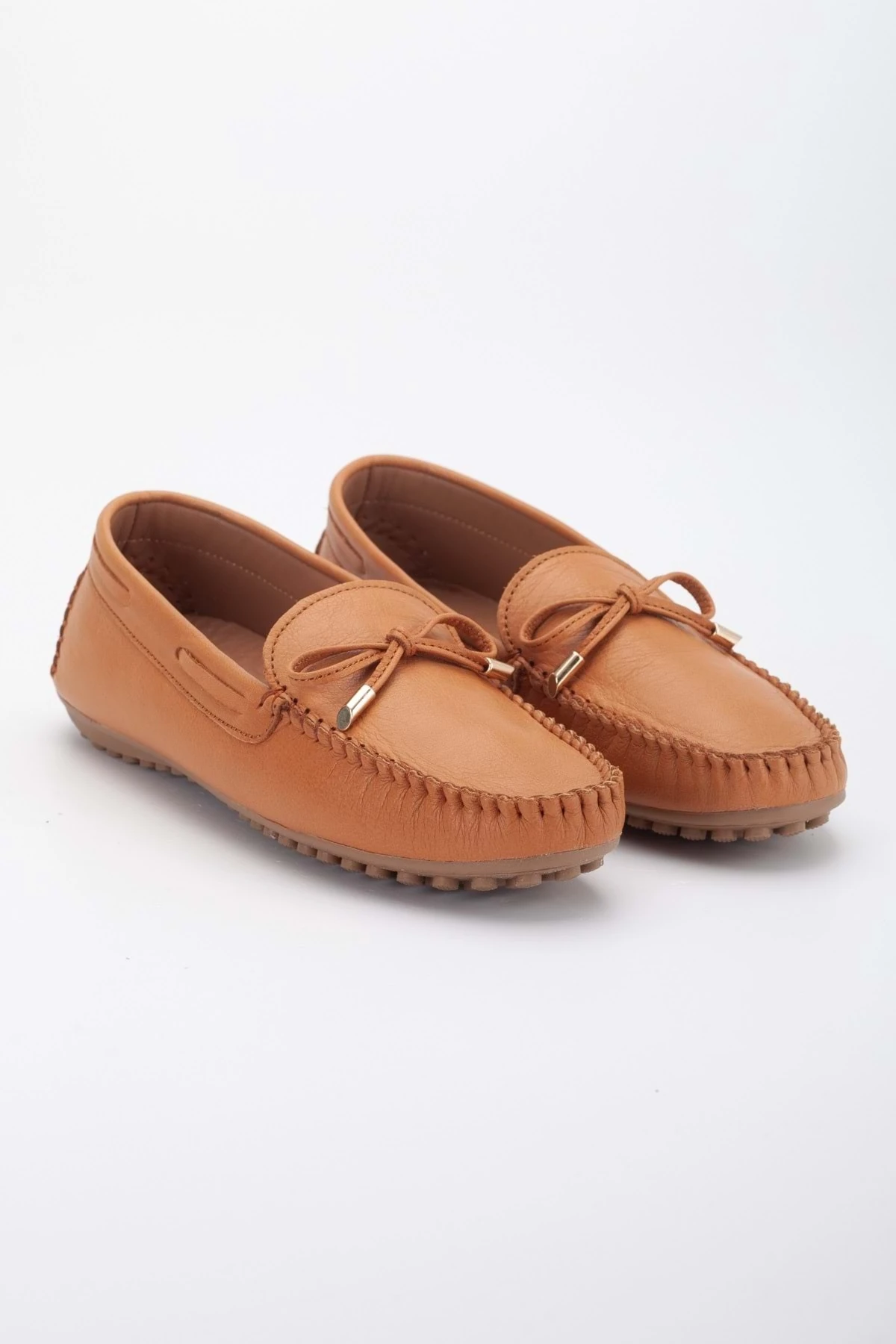 Kadın Hakiki Deri Klasik Loafer - Taba