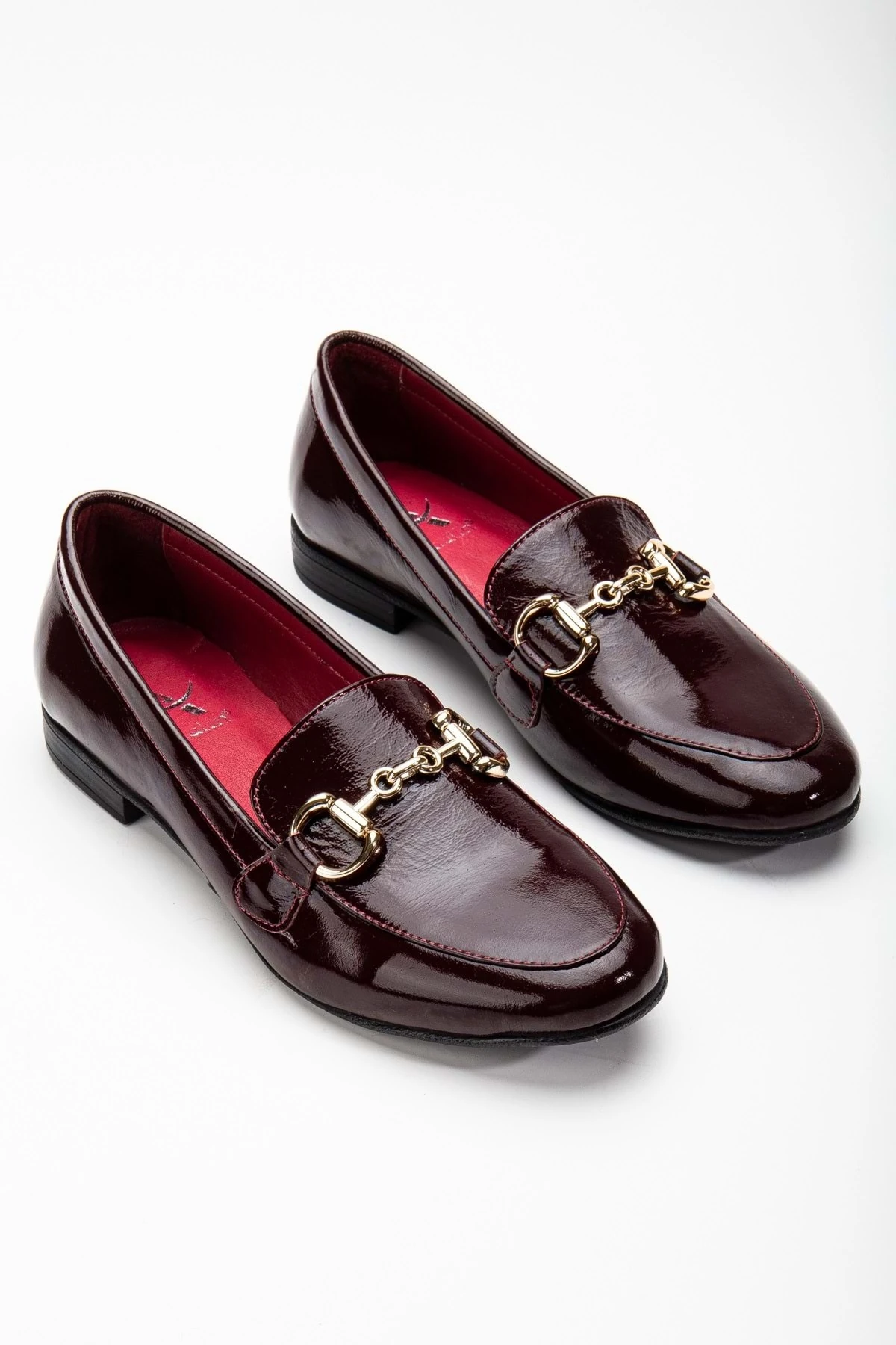 Kadın Hakiki Deri Tokalı Babet - BORDO RUGAN