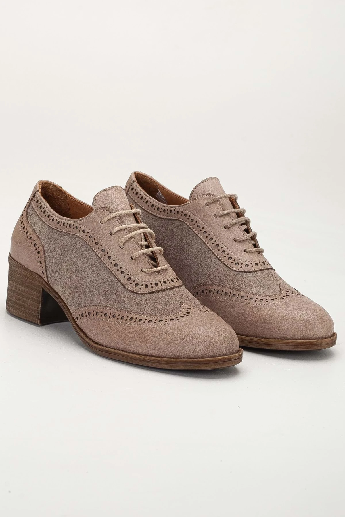 Kadın Hakiki Deri Topuklu Oxford Ayakkabı