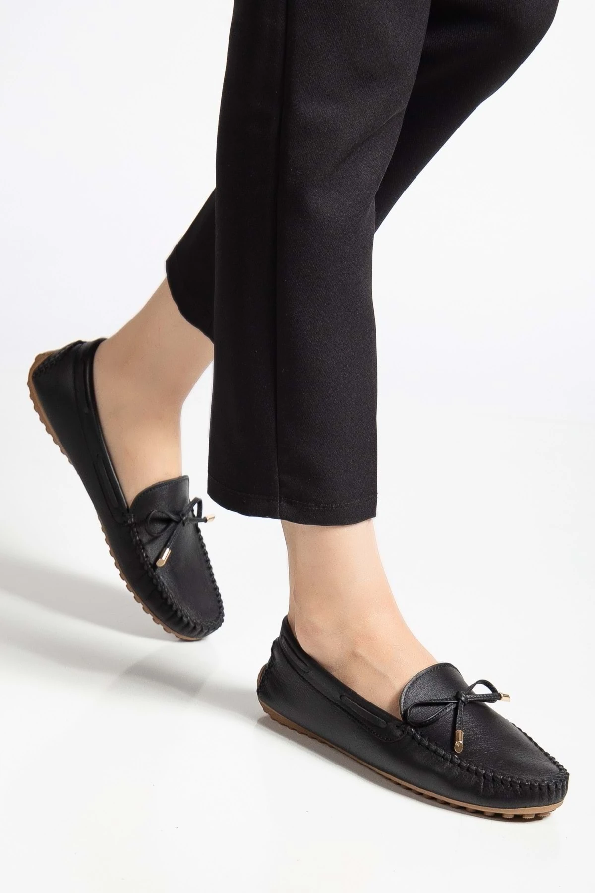 Kadın Hakiki Deri Klasik Loafer - SİYAH