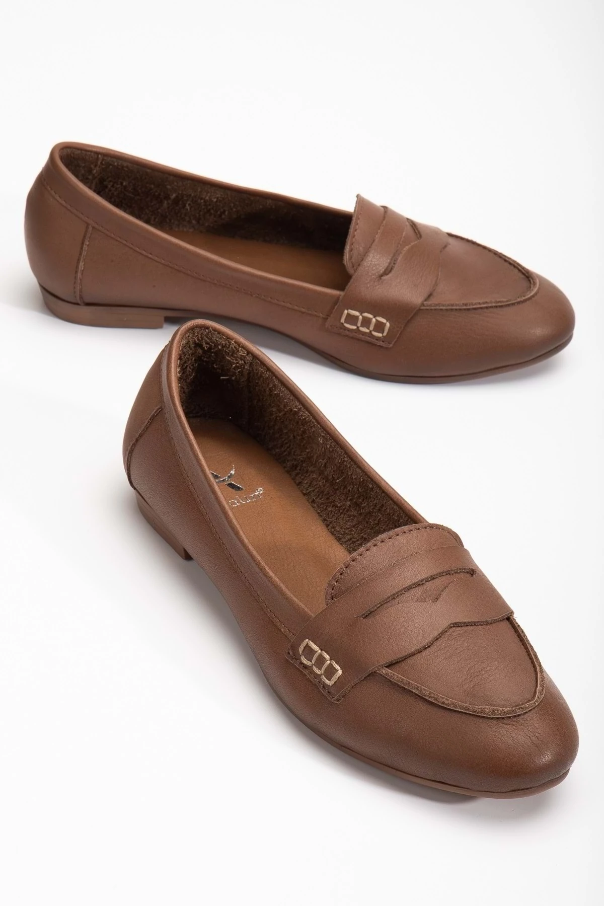 Kadın Hakiki Deri Saraçlı Rahat Babet - CEVİZ