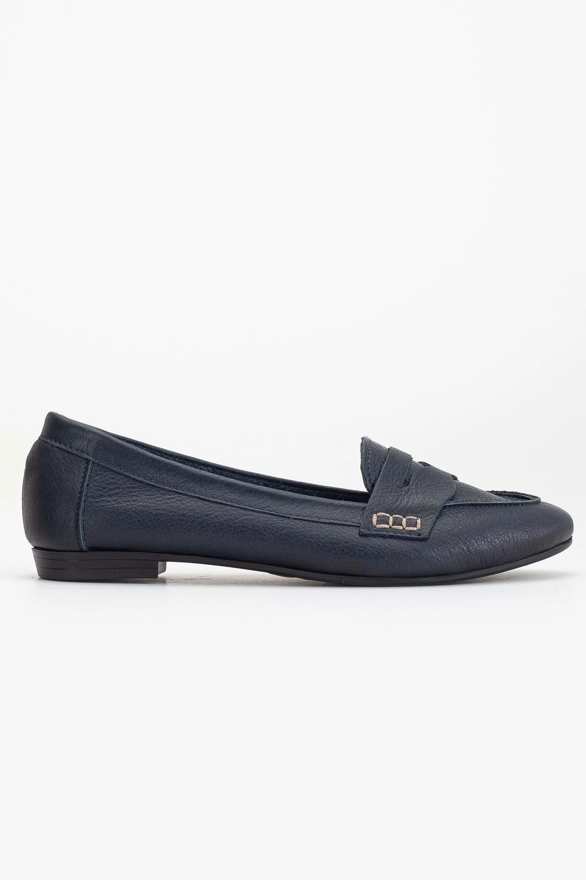 Kadın Hakiki Deri Saraçlı Rahat Babet - LACİVERT