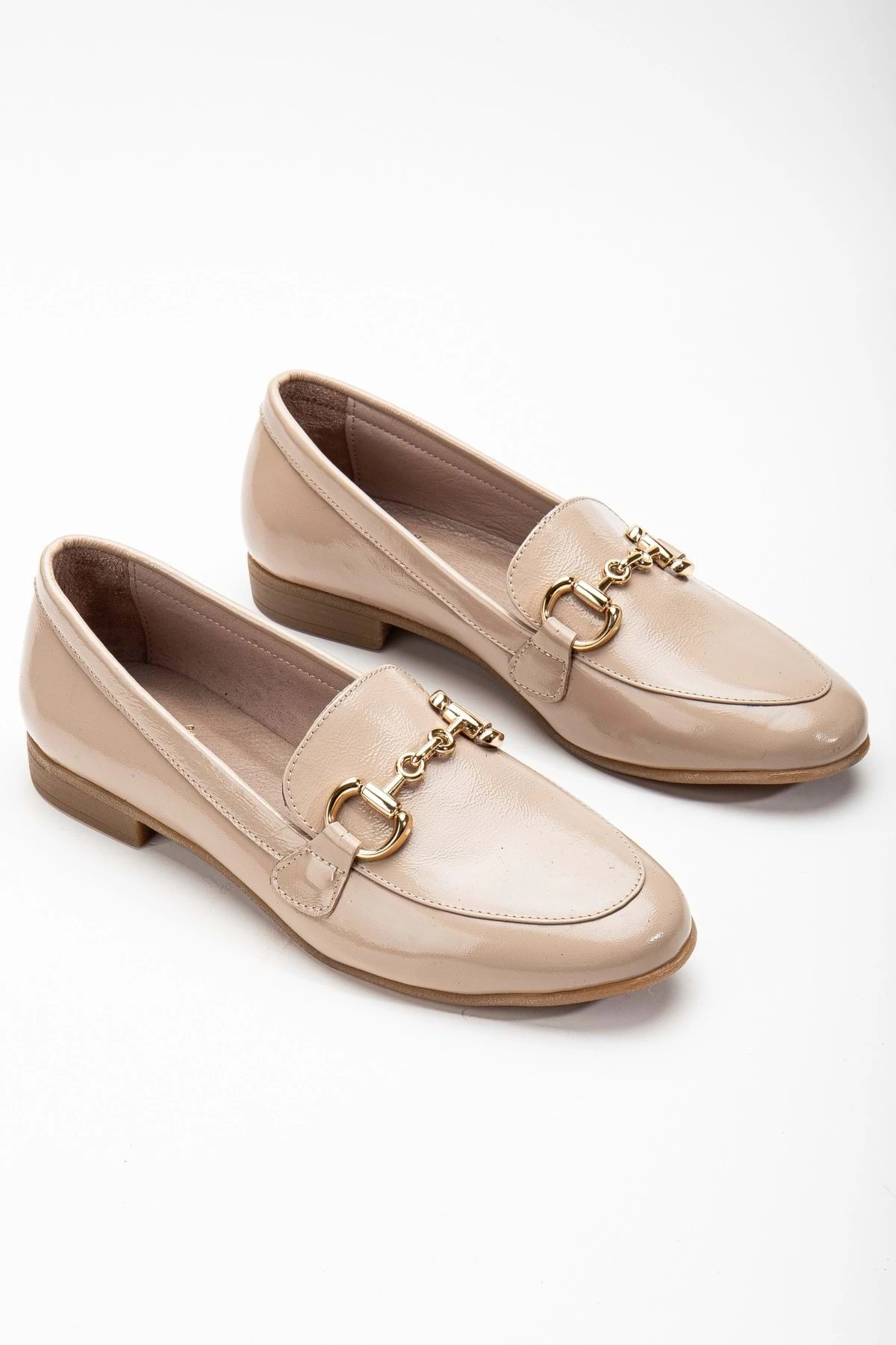 Kadın Hakiki Deri Tokalı Babet - VİZON RUGAN