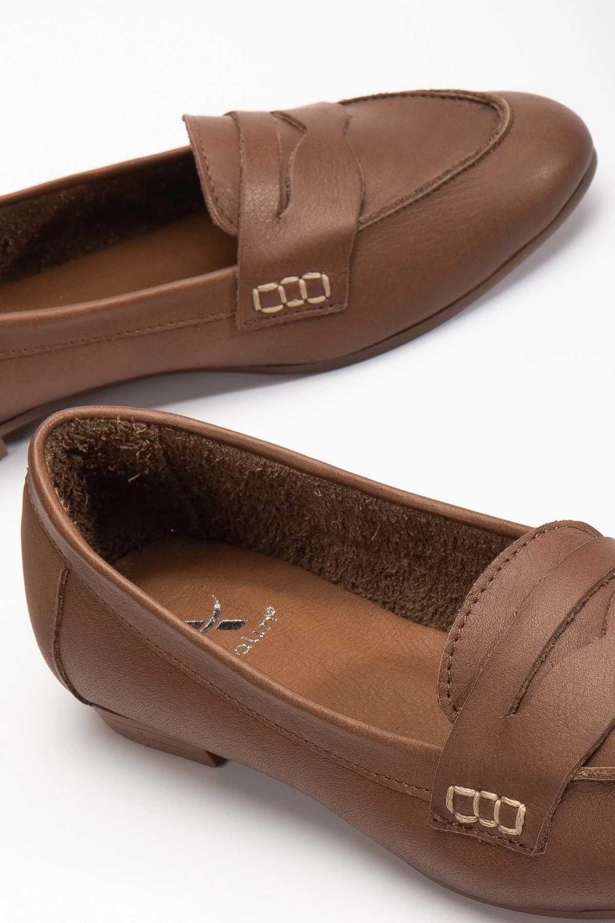 Kadın Hakiki Deri Saraçlı Rahat Babet - CEVİZ