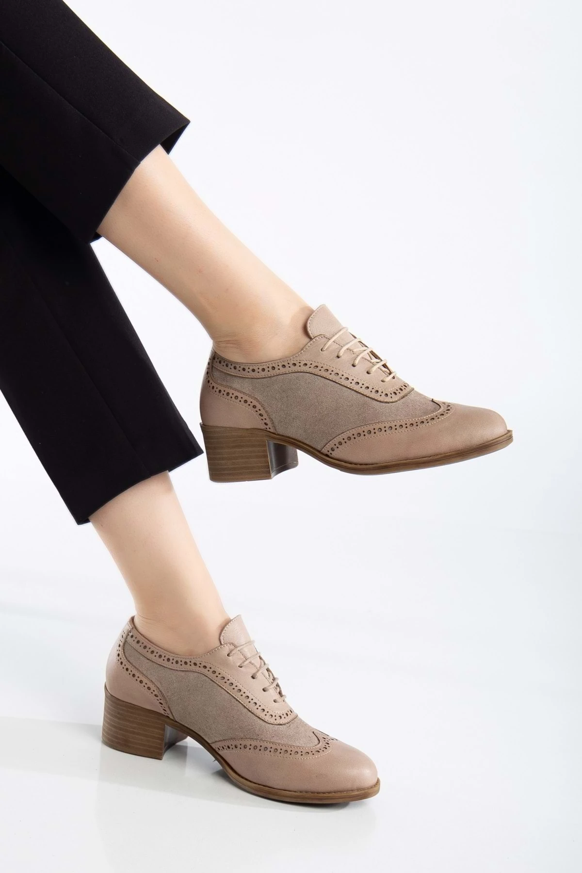 Kadın Hakiki Deri Topuklu Oxford Ayakkabı