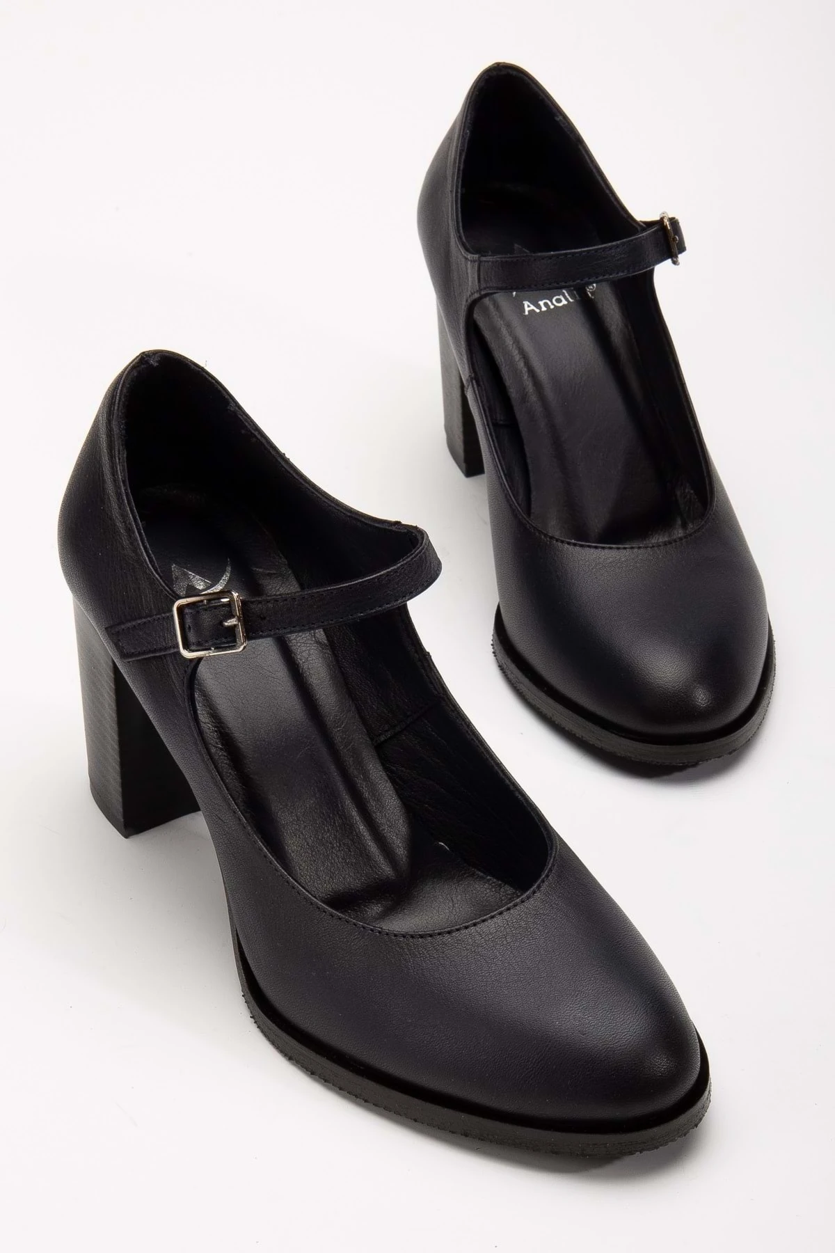 Kadın Hakiki Deri Bantlı Topuklu Ayakkabı - LACİVERT