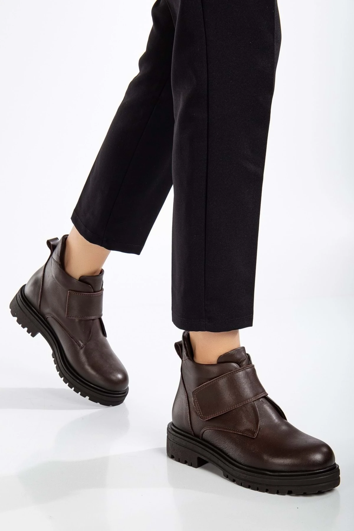 Kadın Hakiki Deri Cırtlı Kolay Giyim Günlük Bot