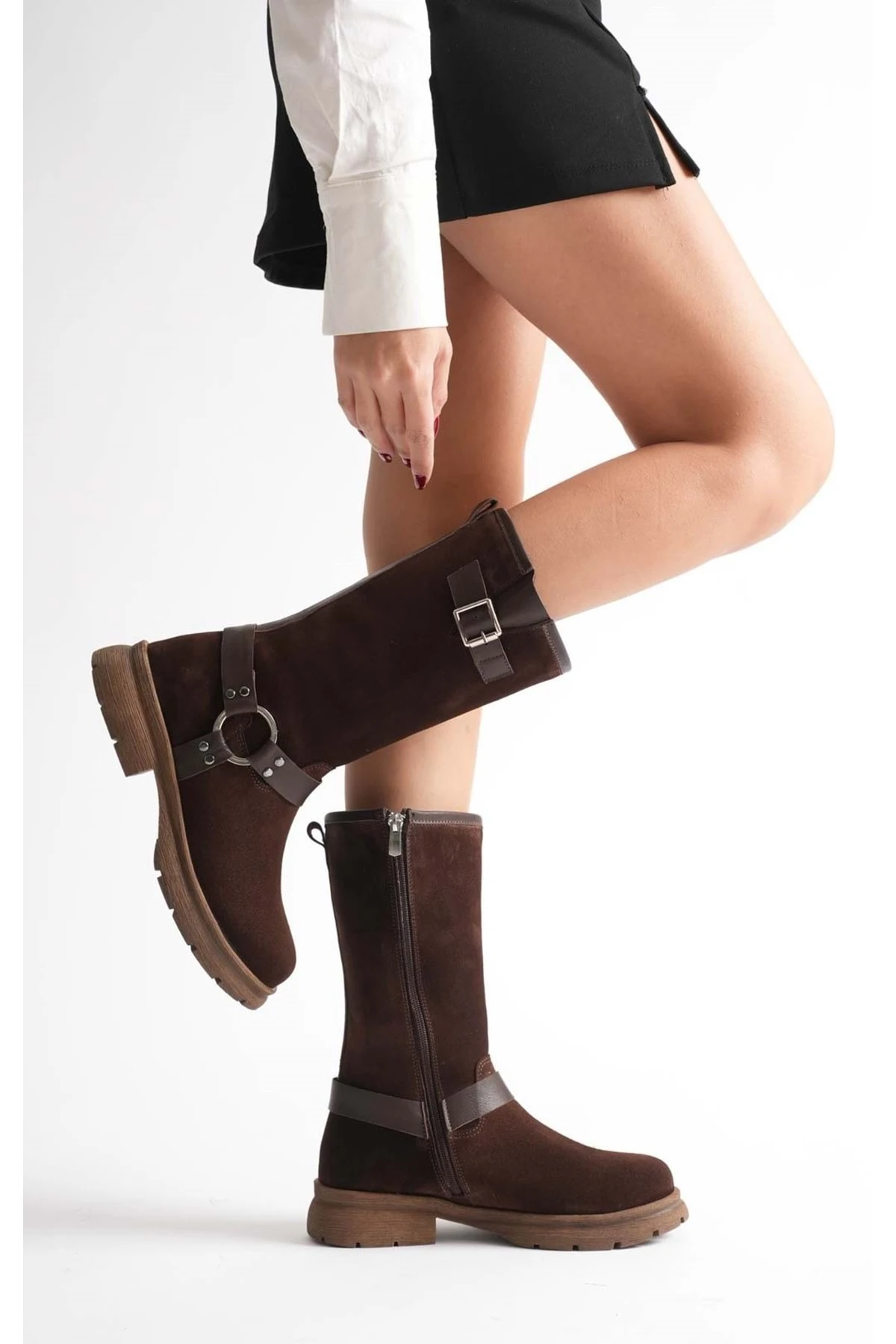 Kadın Hakiki Deri Aksesuar Detaylı Binici Çizme