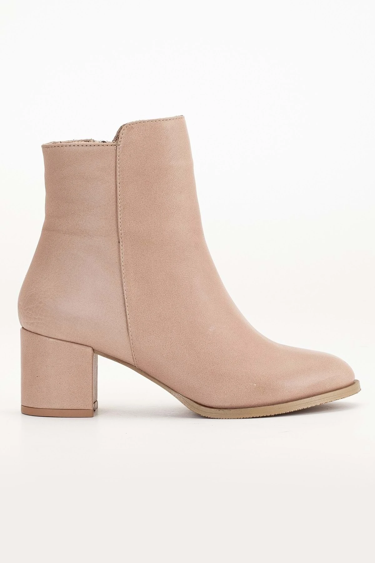 Kadın Hakiki Deri Günlük Topuklu Bot - TAŞ