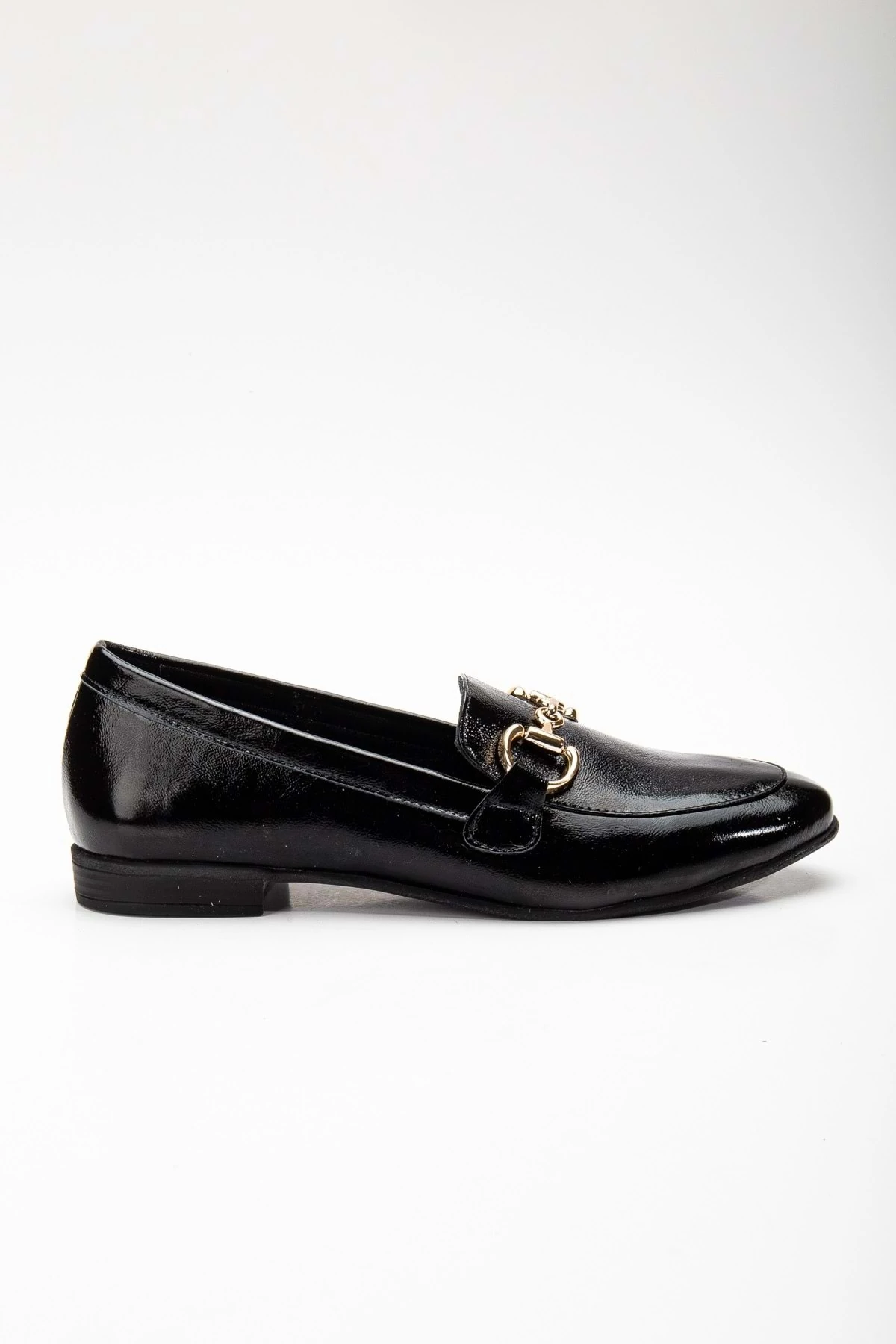 Kadın Hakiki Deri Tokalı Babet - SİYAH RUGAN