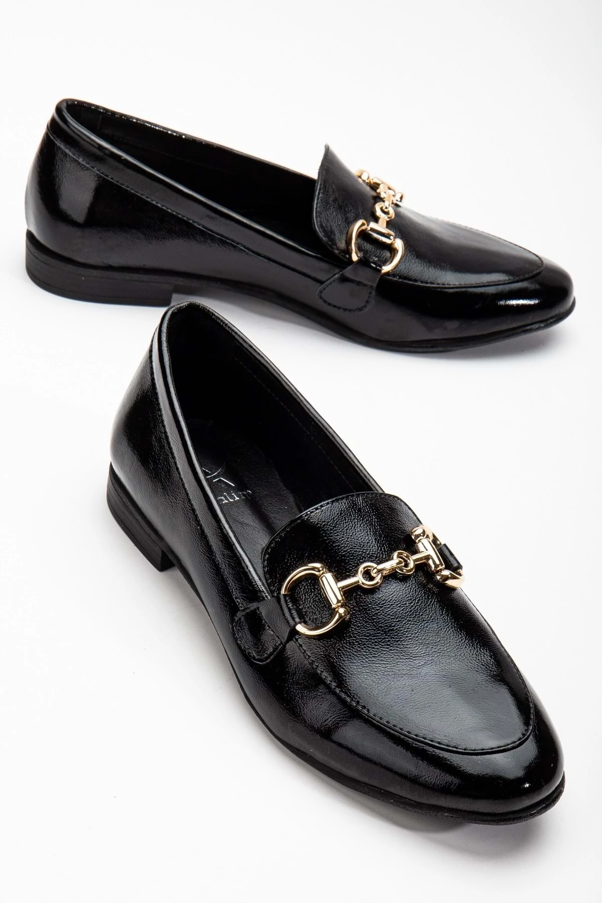 Kadın Hakiki Deri Tokalı Babet - SİYAH RUGAN