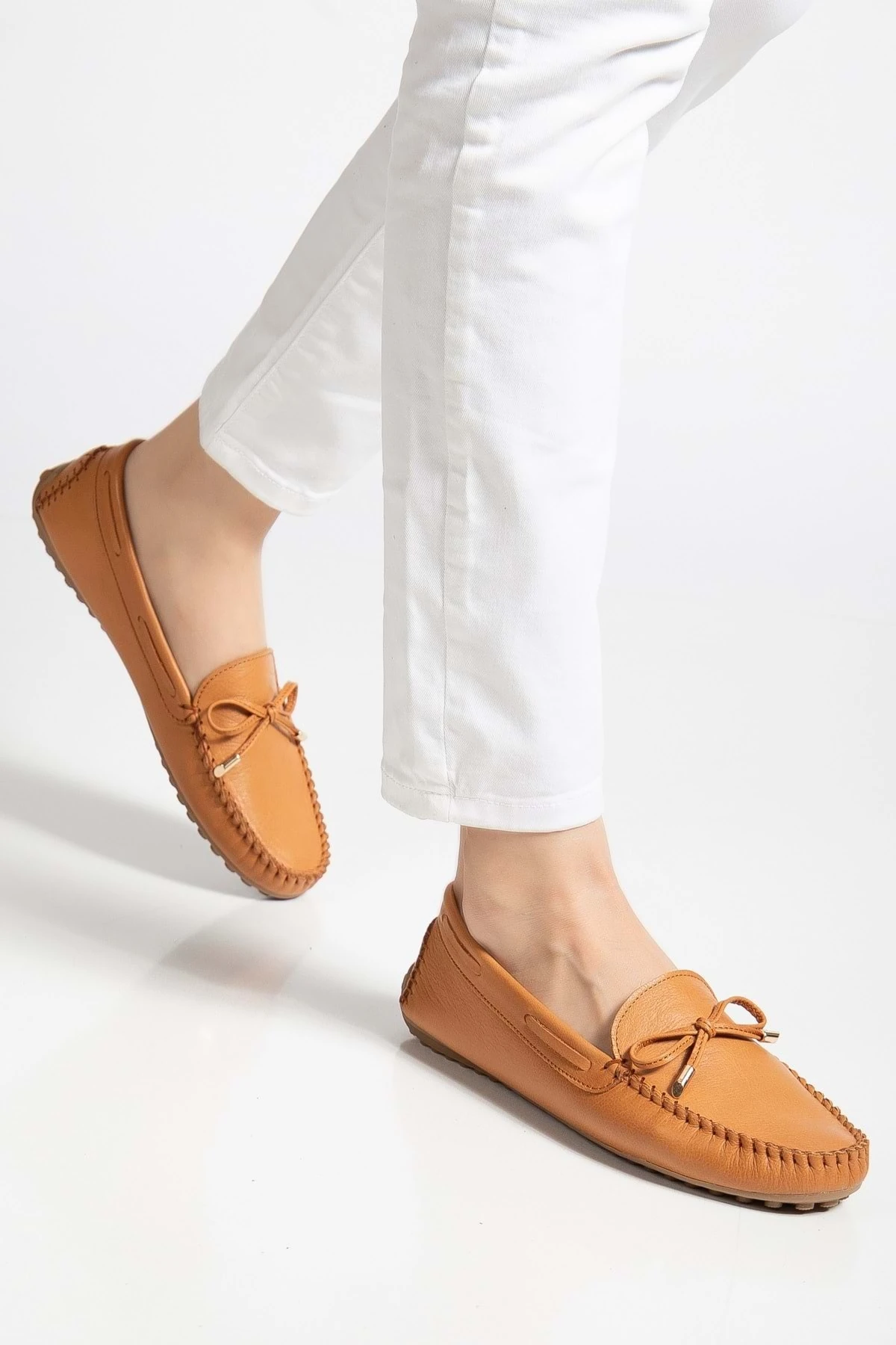 Kadın Hakiki Deri Klasik Loafer - Taba