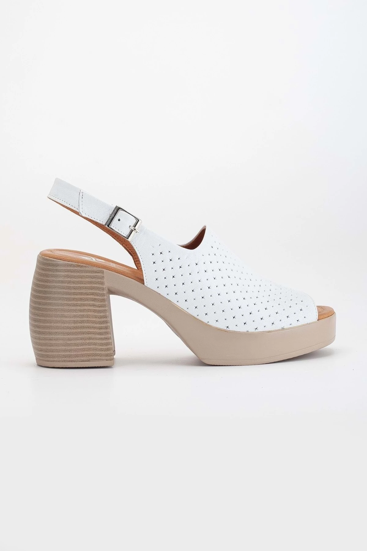 Kadın Hakiki Deri Kalın Topuklu Sandalet