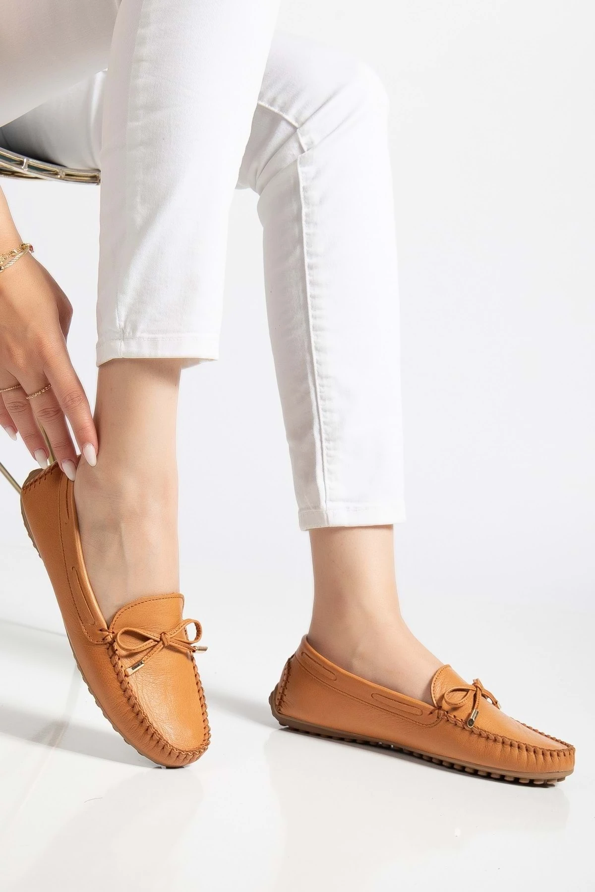 Kadın Hakiki Deri Klasik Loafer - Taba