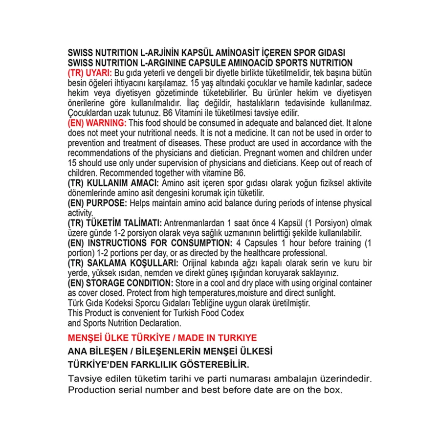 SWISS ARGININE 2600 MG