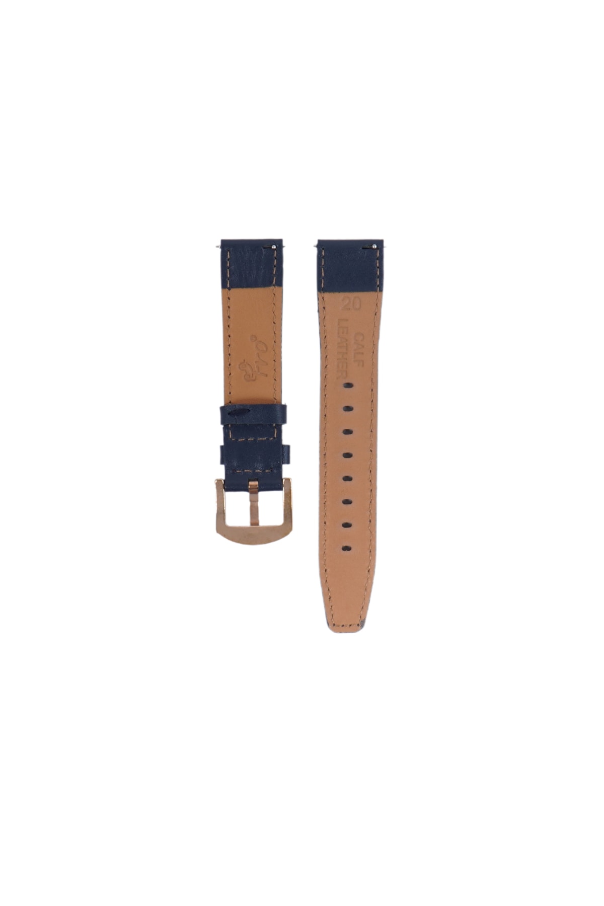 Fro LW38-43 20 mm Hakiki Deri Düz Lacivert Kordon Gold Toka
