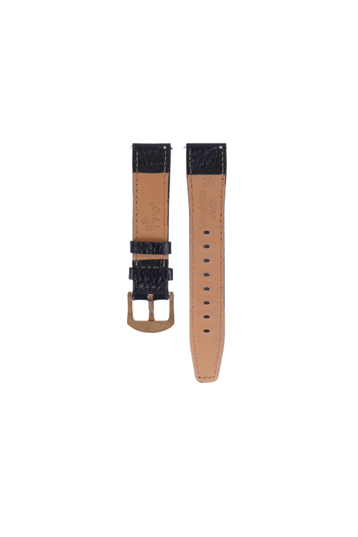 Fro LW38-43 20 mm Hakiki Deri Floter Siyah Kordon Gold Toka