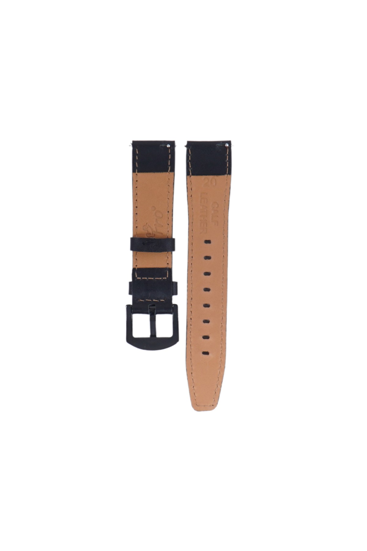 Fro LW38-43 20 mm Hakiki Deri Düz Siyah Kordon Siyah Toka