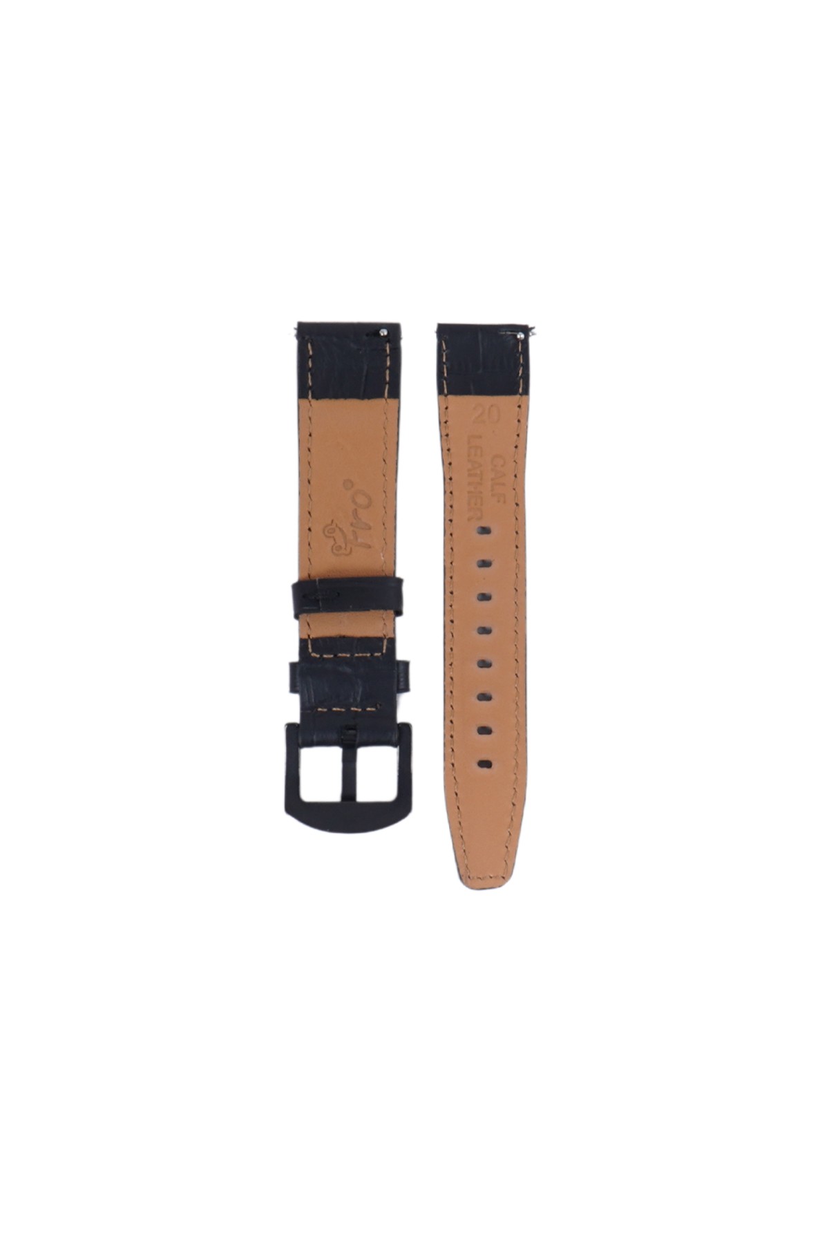 Fro LW38-43 20 mm Hakiki Deri Kroko Siyah Kordon Siyah Toka