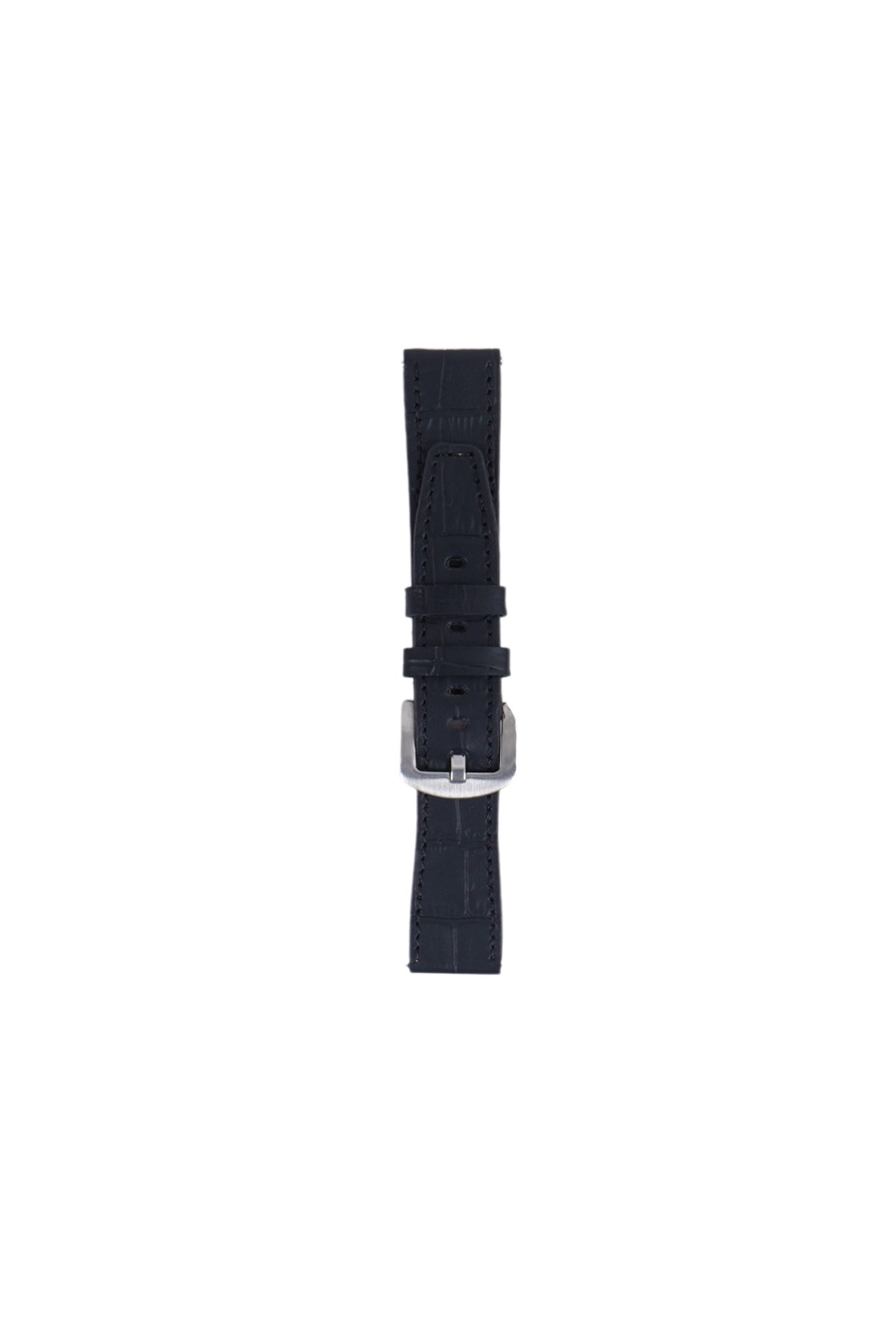 Fro LW38-43 20 mm Hakiki Deri Kroko Siyah Kordon Silver Toka
