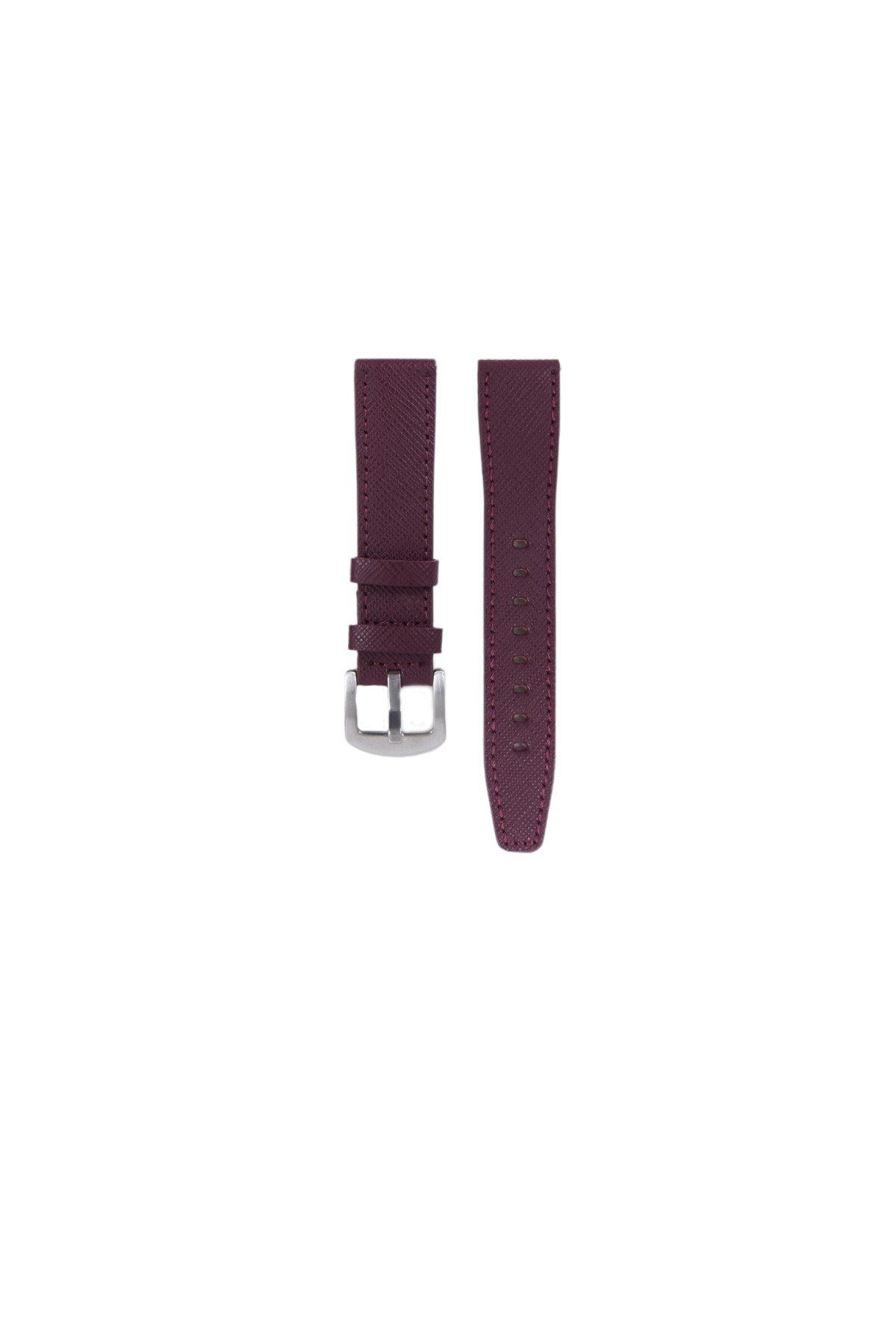 Fro LW38-43 20 mm Hakiki Deri Safiano Bordo Kordon Silver Toka