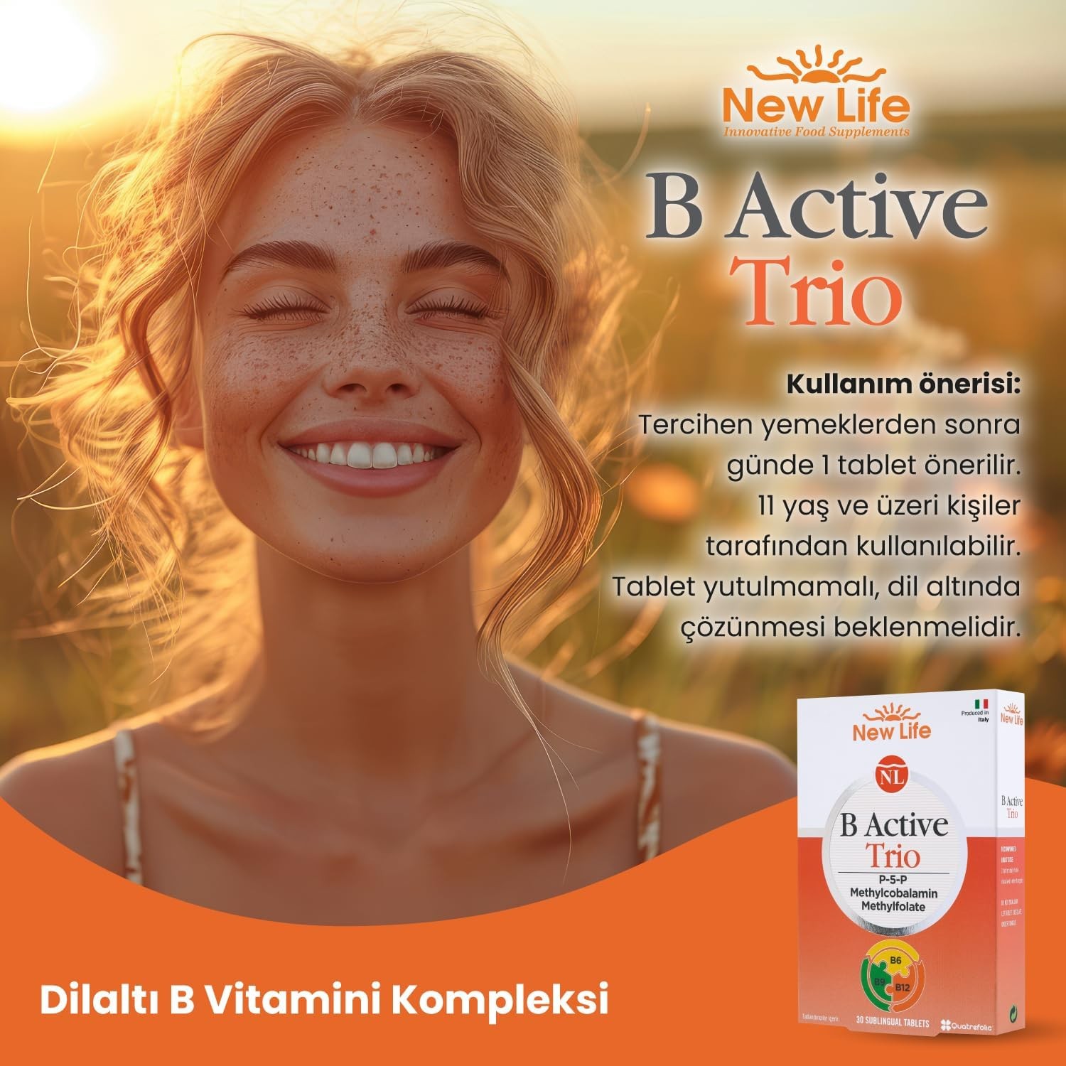 New Life B Active Trio - Dietary Supplement (30 Sublingual Tablets)