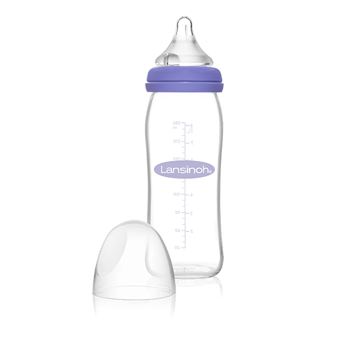 Lansinoh Glass Bottle & NaturalWave Nipple 240 ml - Anti-Colic | BPA Free