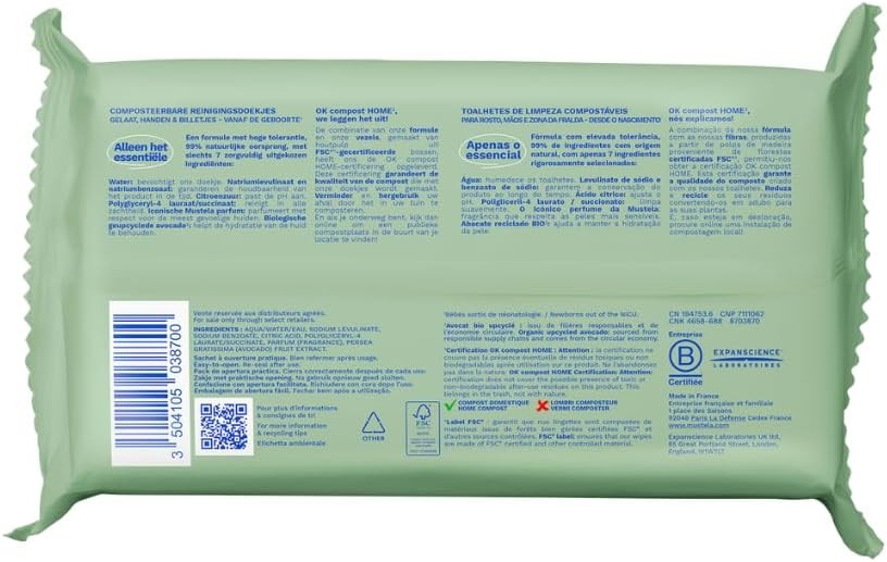 Mustela Compostable Wet Wipes 60 Count