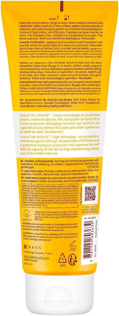 Bioderma Photoderm Lait ULTRA SPF 50+ Very High Protection Sunscreen for Sensitive Skin, Suitable for the Whole Family 200ml