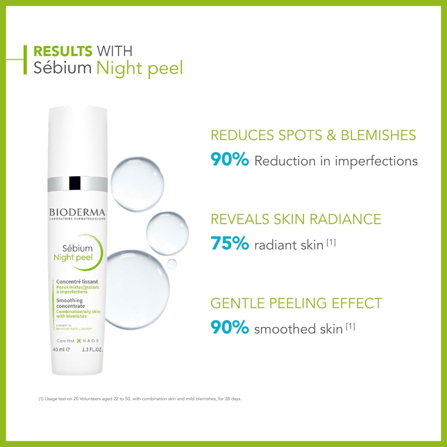 Bioderma Sebium Night Peel Smoothing Concentrate Gel For Combination To Oily Skin With Blemishes, 40 ml