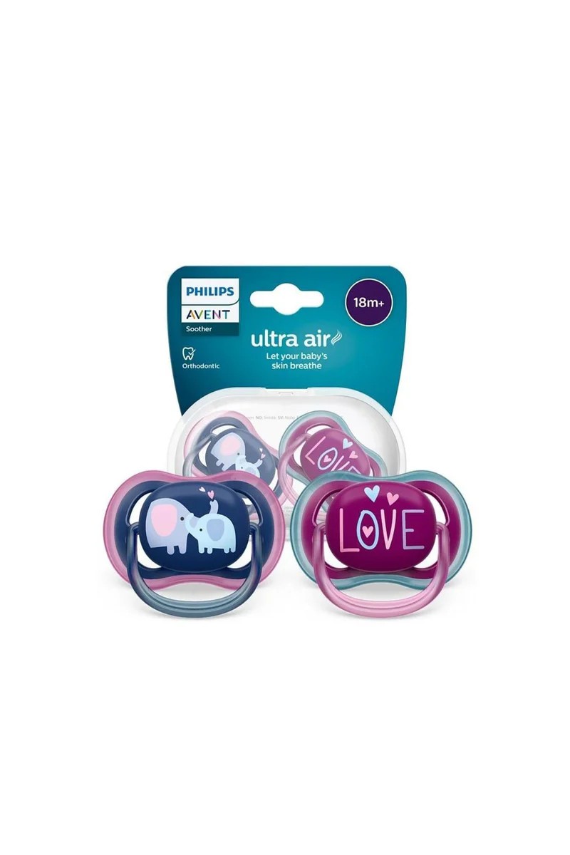 Philips Avent Ultra Air Pacifier 18+ Months, 2-Pack - For Girls