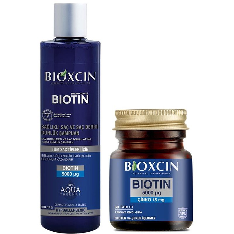 Bioxcin Biotin 5000 Mcg 60 Tablets & Biotin Shampoo 300ml