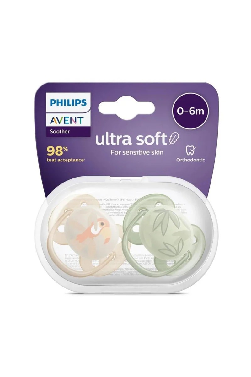 Philips Avent Ultra Soft Pacifier 0-6 Months 2-Pack - For Boys