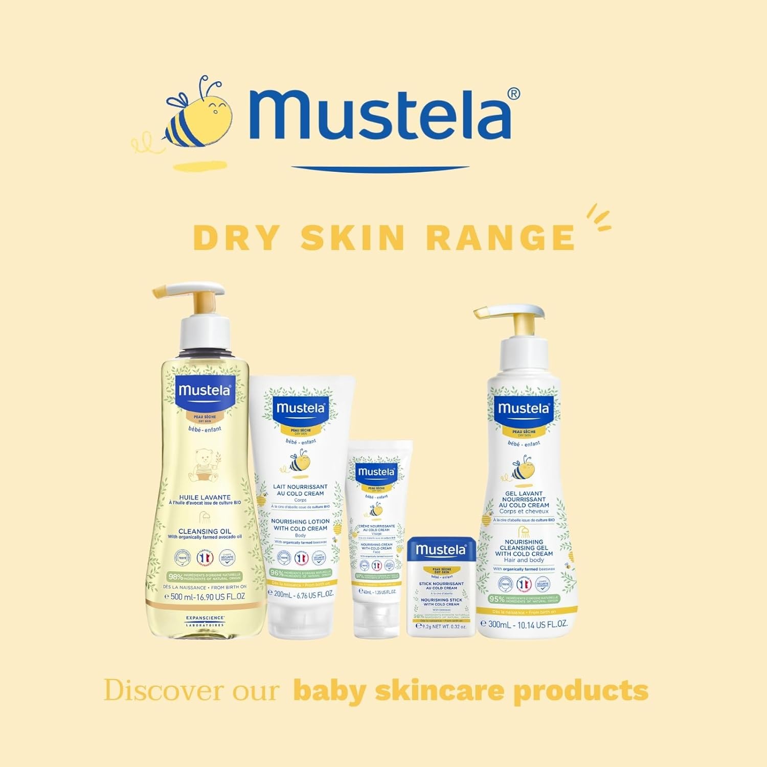 Mustela Nourishing Washing Gel With Cold Cream And Bee Wax 300Ml