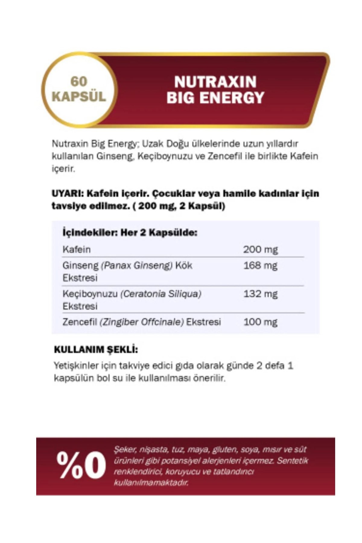 Nutraxin Big Energy Dietary Supplement 60 Tablets