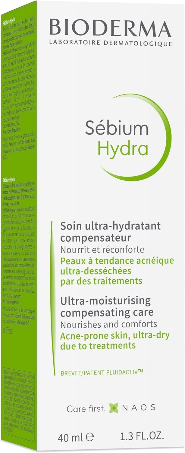 Bioderma Sebium Hydra Intensive Moisturizing Cream with Ceramides, Soothing Care for Acne Treatment 40 ml