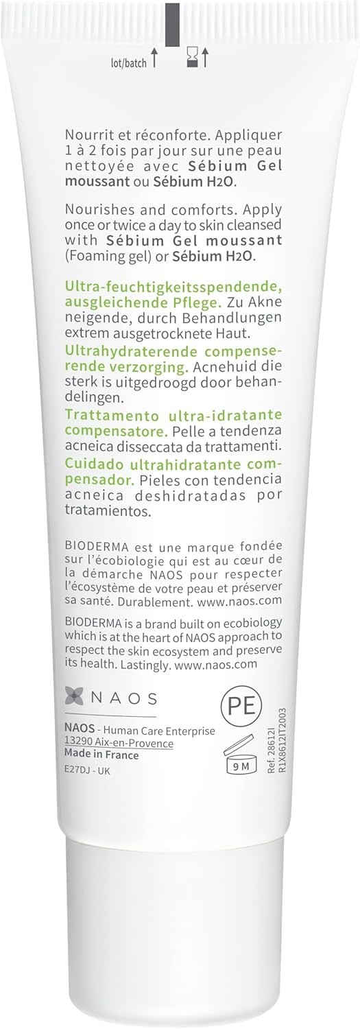 Bioderma Sebium Hydra Intensive Moisturizing Cream with Ceramides, Soothing Care for Acne Treatment 40 ml