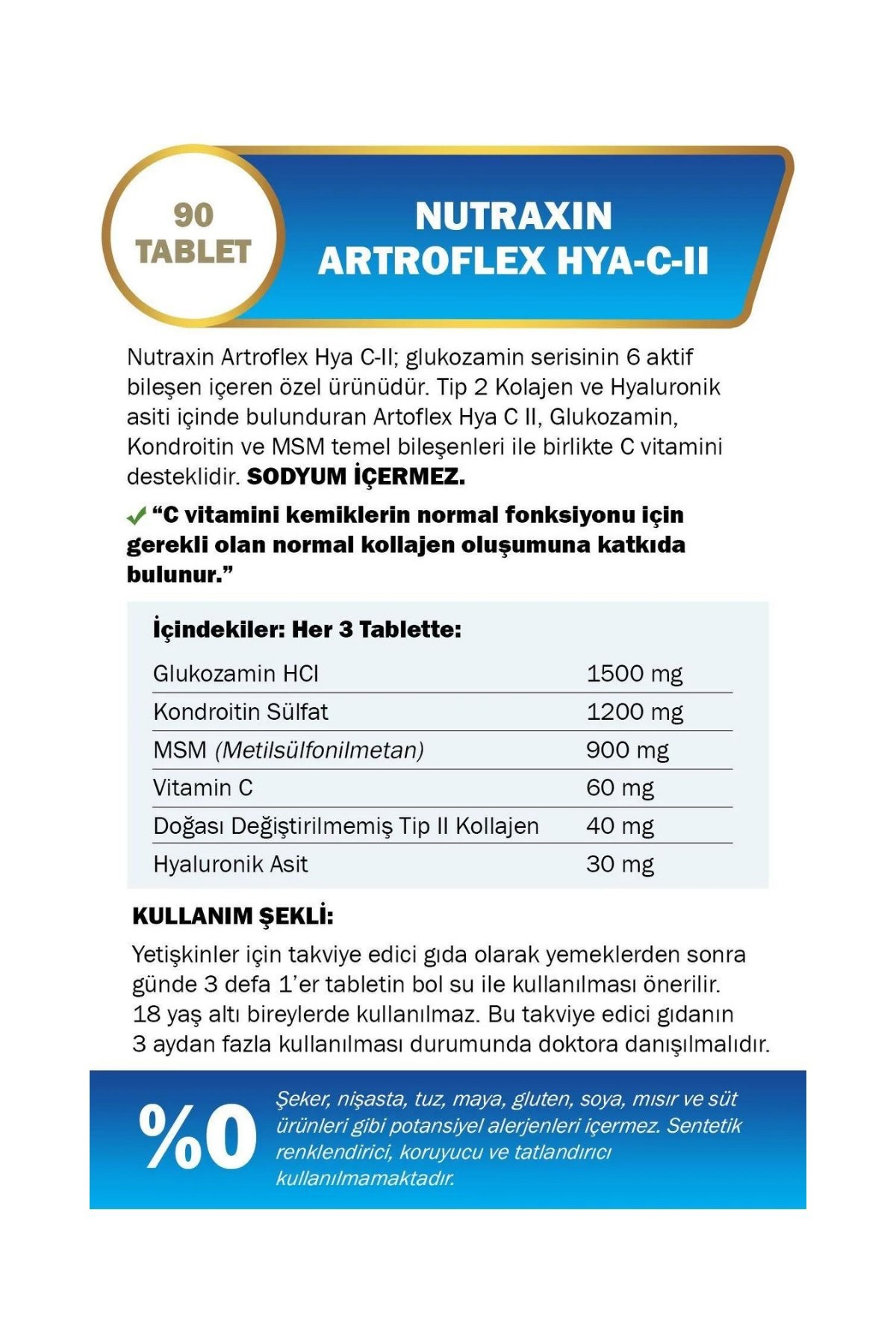 Nutraxin Artroflex HYA-C-II 90 Tablet