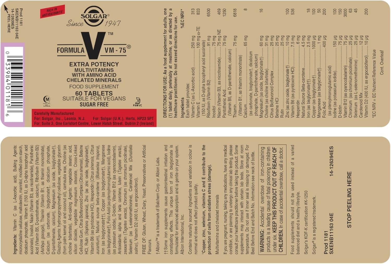 Solgar Formula VM 75 60 Tablets