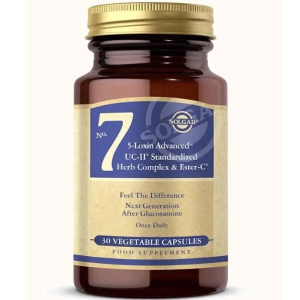 Solgar No.7 (5-Loxin Advanced™, Standardized UC-II®, Plant Complex, and Ester C®)  30 Capsules