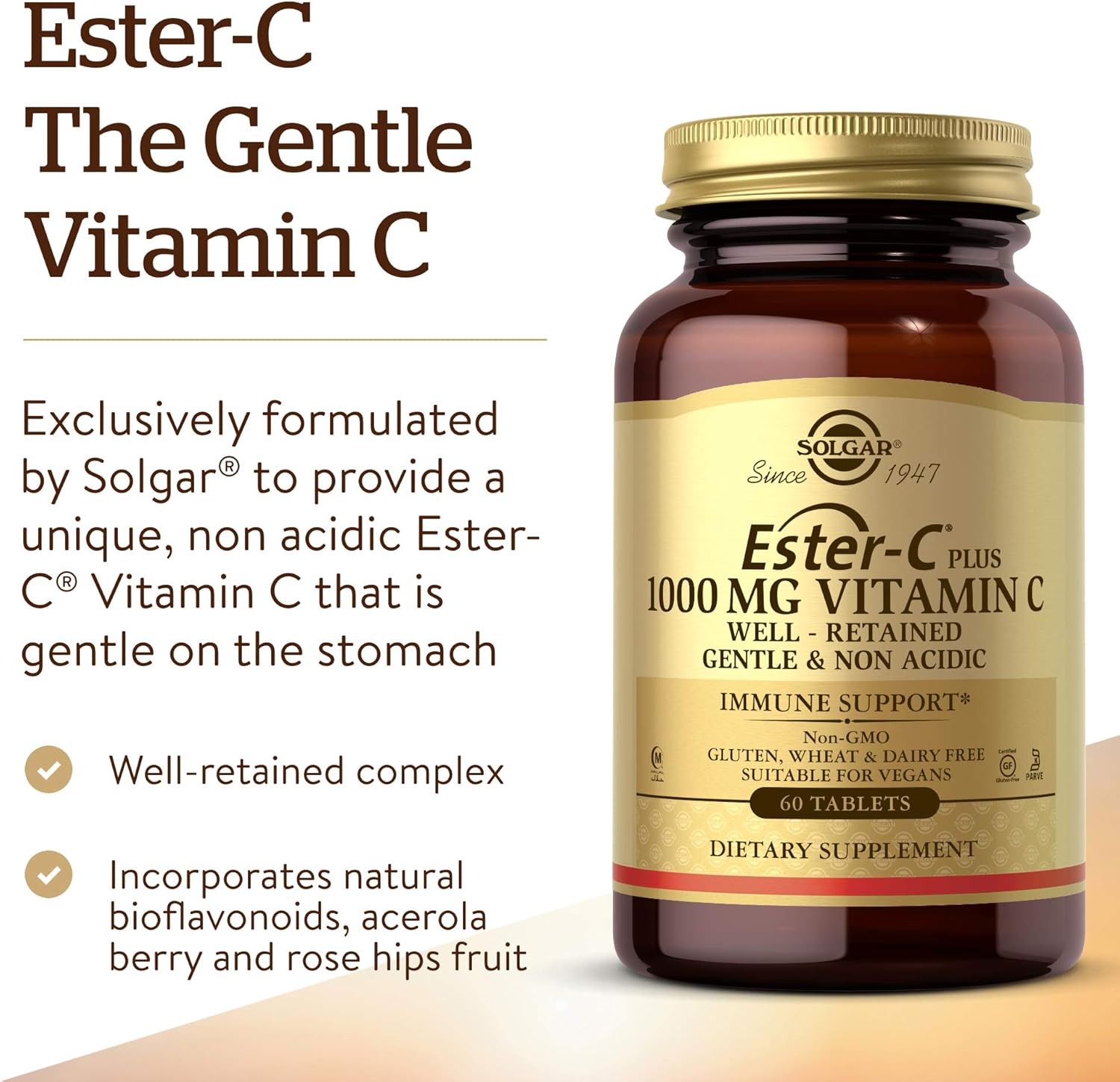 Solgar Ester-C Plus Vitamin C 1000 mg 60 Tablets - Dietary Supplement