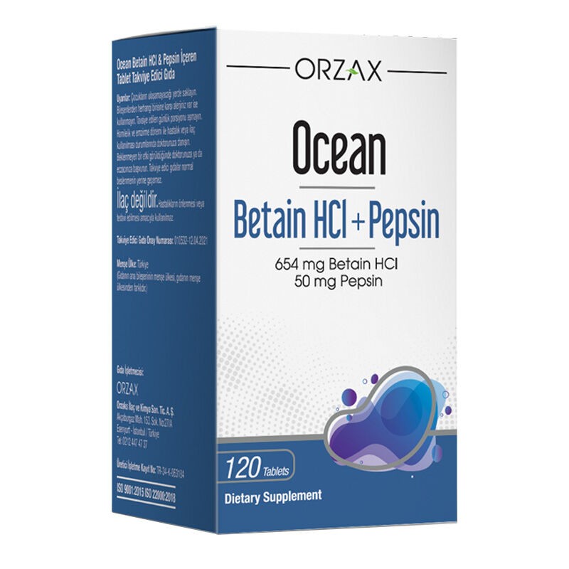 Orzax Ocean Betaine HCl+ Pepsin Dietary Supplement 120 Tablets