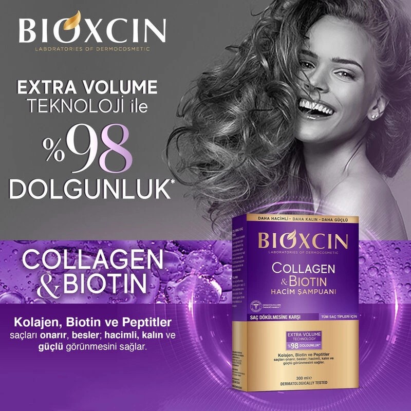 Bioxcin Collagen & Biotin Extra Volume & Thickening Shampoo 300ml - For Fine and Sensitive Hair