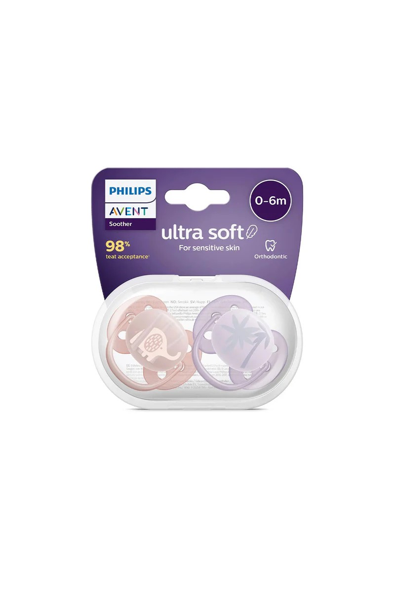 Philips Avent Ultra Soft Pacifier 0-6 Months 2-Pack - For Girls