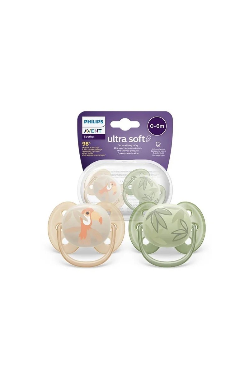 Philips Avent Ultra Soft Pacifier 0-6 Months 2-Pack - For Boys