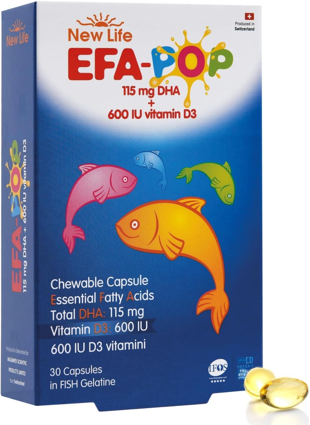 New Life EFA Pop Fish Oil Dietary Supplement - 30 Chewable Capsules