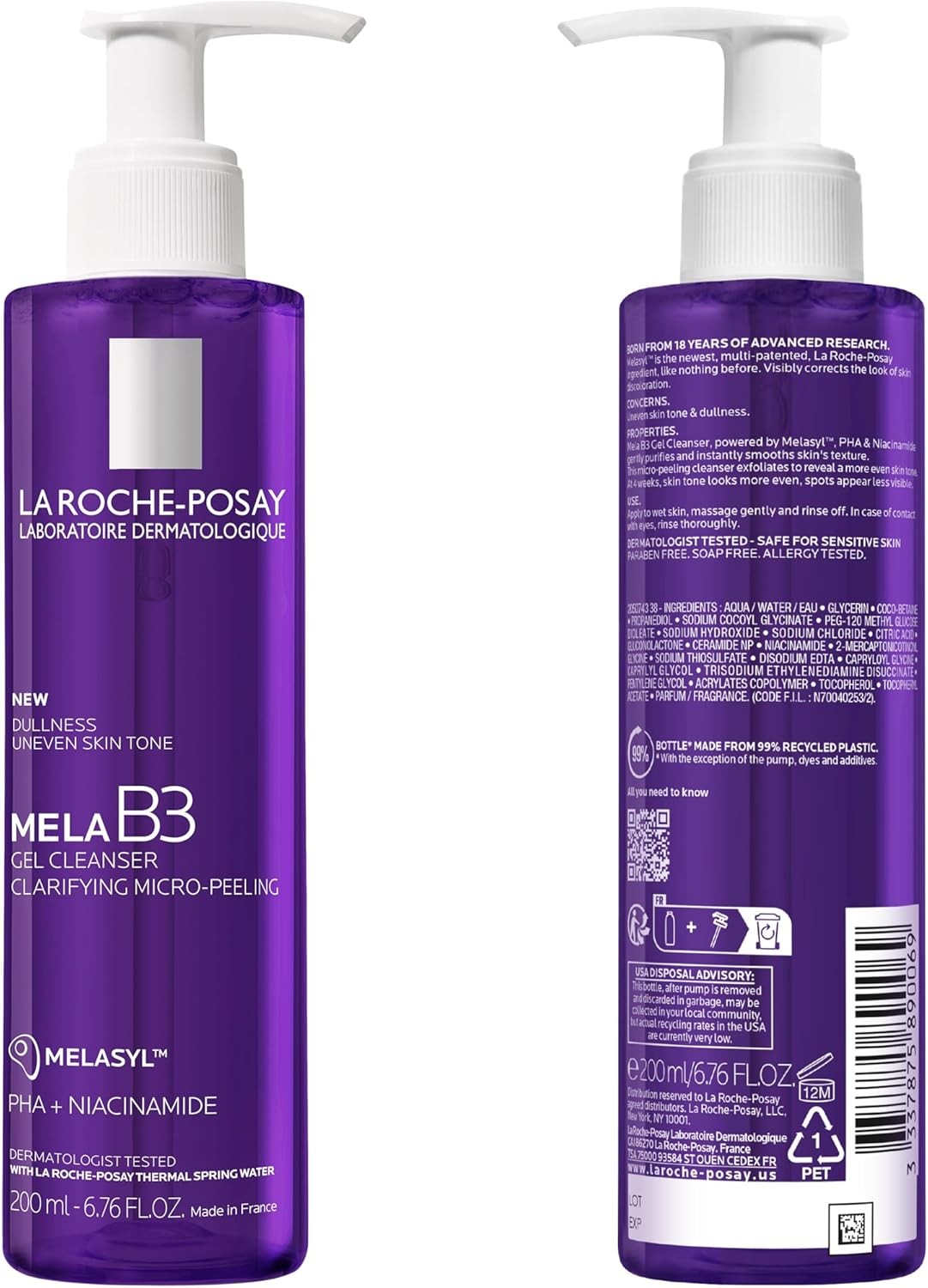 La Roche-Posay Mela B3 Gel Cleanser | Formulated With Melasyl + Niacinamide + PHA | Anti Aging Face Wash For Discoloration, Dark Spots & Post Acne Marks